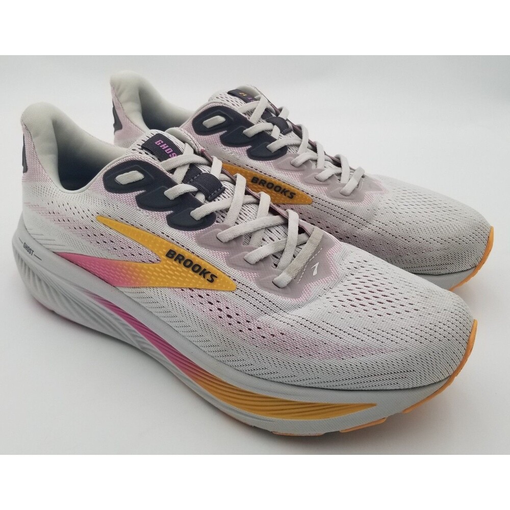 Brooks Ghost 17 Women's Running Sneaker Size 12 Wide (D) Oyster/Apricot/Pink